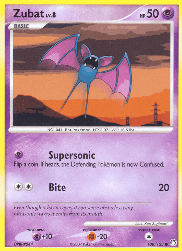 Zubat, card 108 from Mysterious Treasures