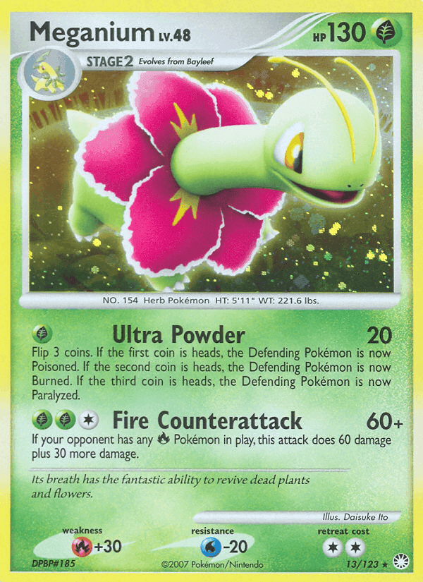 Meganium, carta 13 de Tesoros Misteriosos