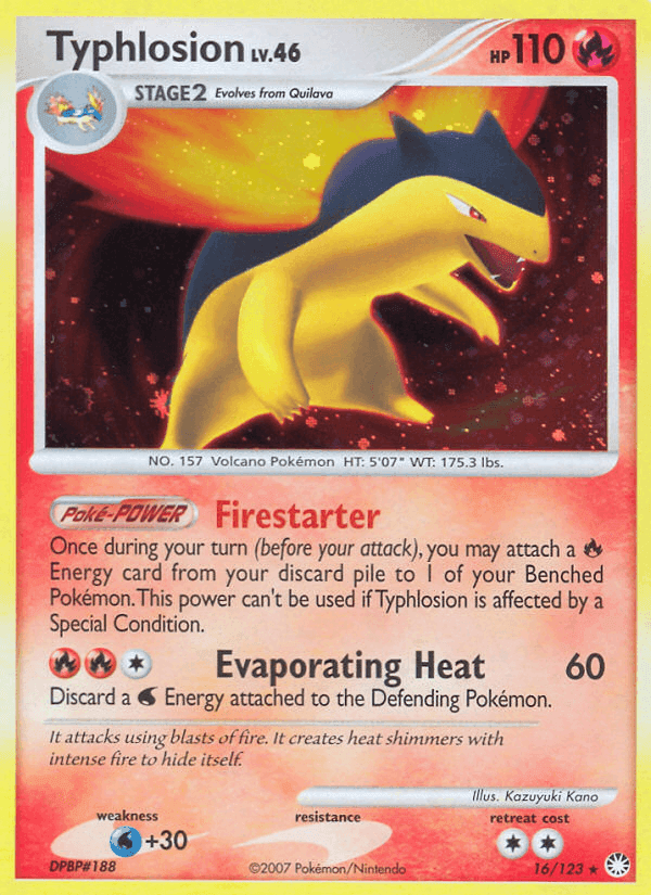 Typhlosion, card 16 from Mysterious Treasures