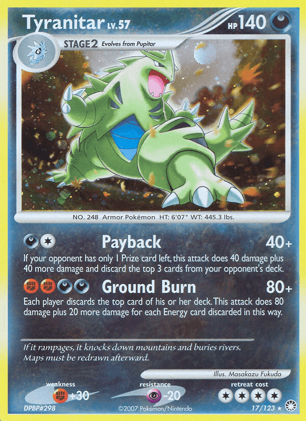 Tyranitar, carta 17 de Tesoros Misteriosos