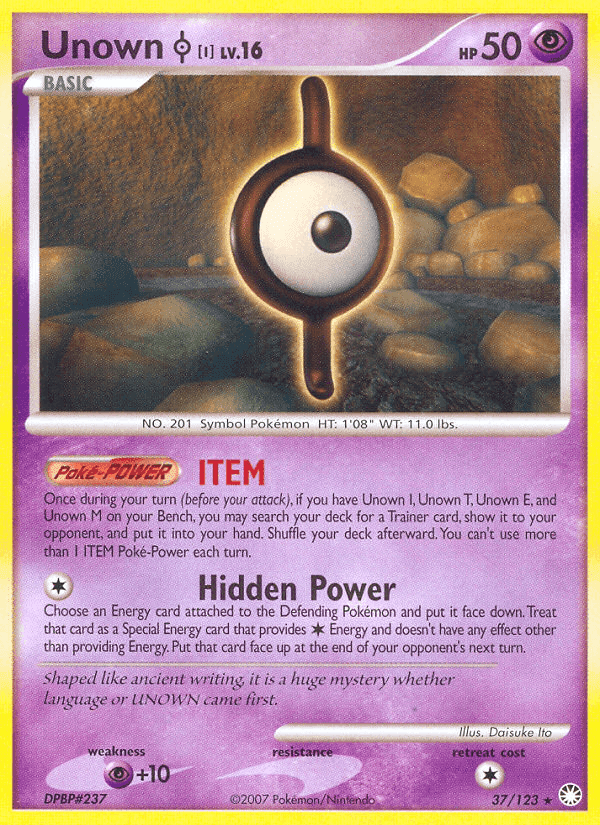 Unown I, carta 37 de Tesoros Misteriosos