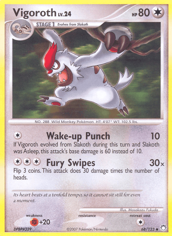 Vigoroth, card 68 from Mysterious Treasures