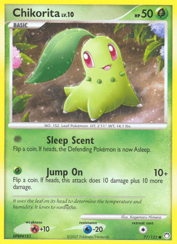 Chikorita, card 77 from Mysterious Treasures