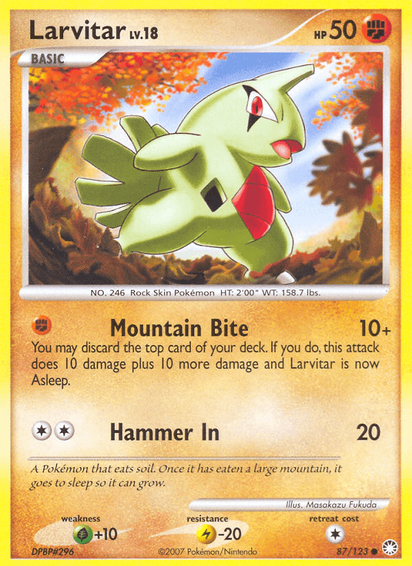 Larvitar, card 87 from Mysterious Treasures