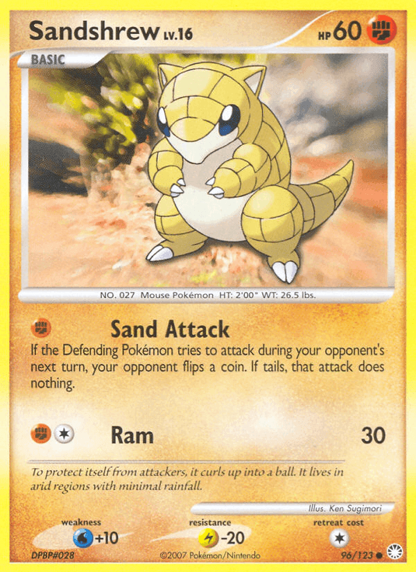 Sandshrew, card 96 from Mysterious Treasures