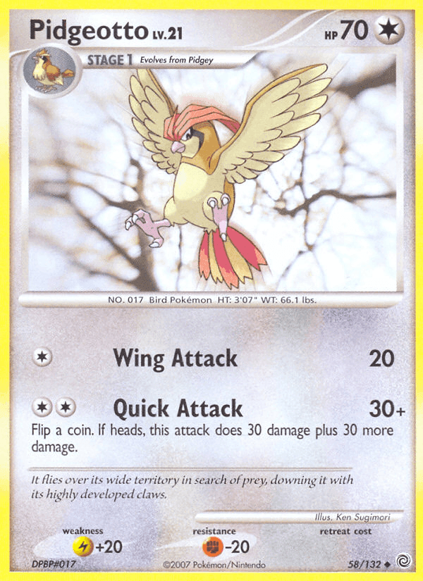 Pidgeotto, carta 58 di Prodigi Segreti