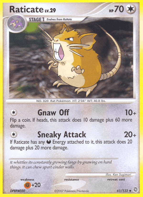 Raticate, card 61 from Secret Wonders