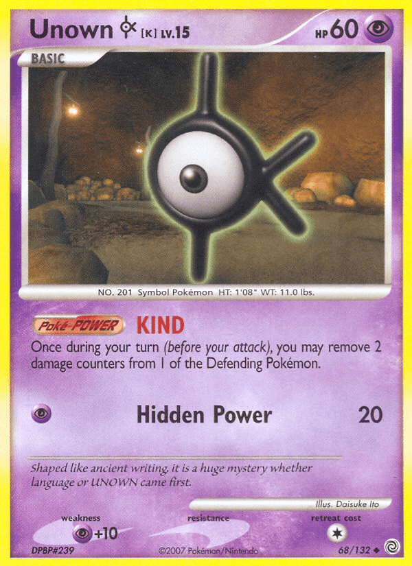 Unown K, card 68 from Secret Wonders