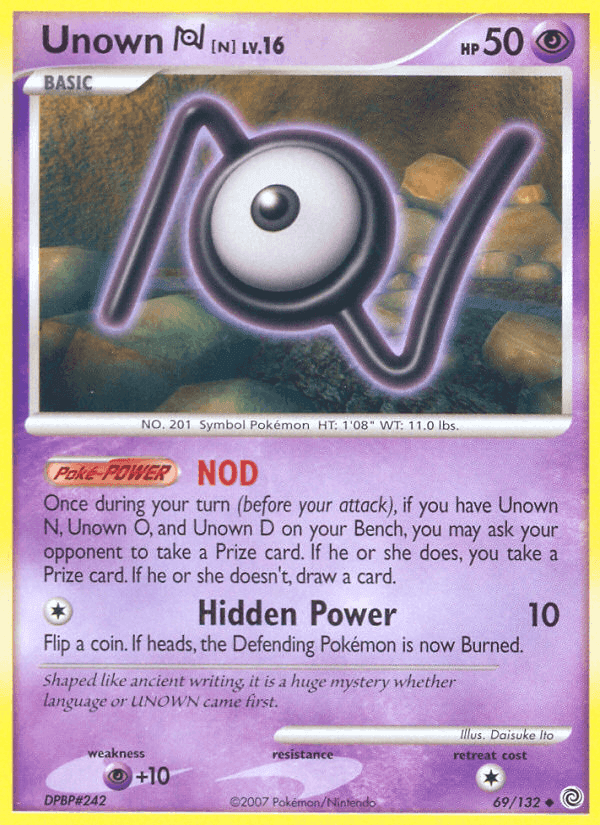 Unown N, card 69 from Secret Wonders