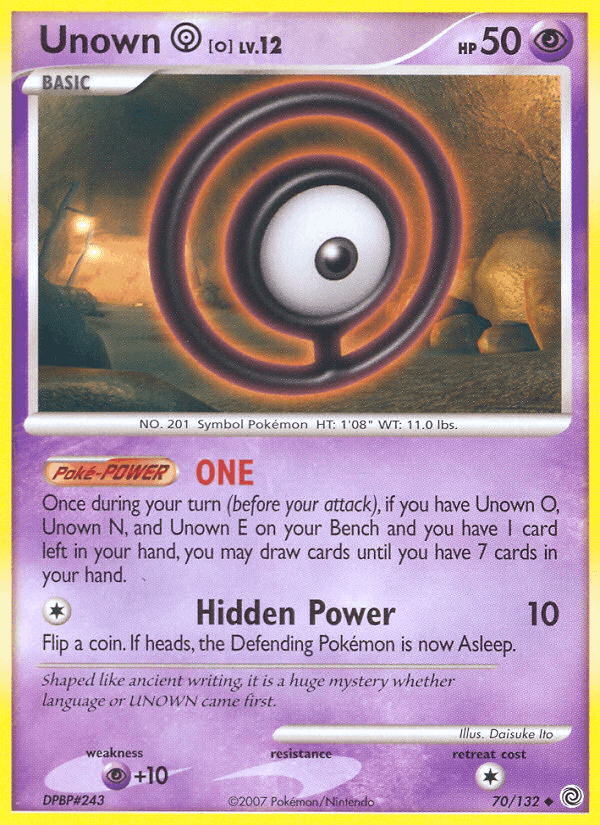Unown O, card 70 from Secret Wonders