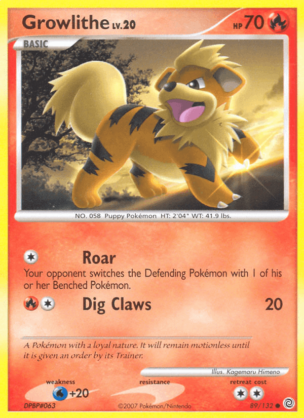 Growlithe, card 89 from Secret Wonders