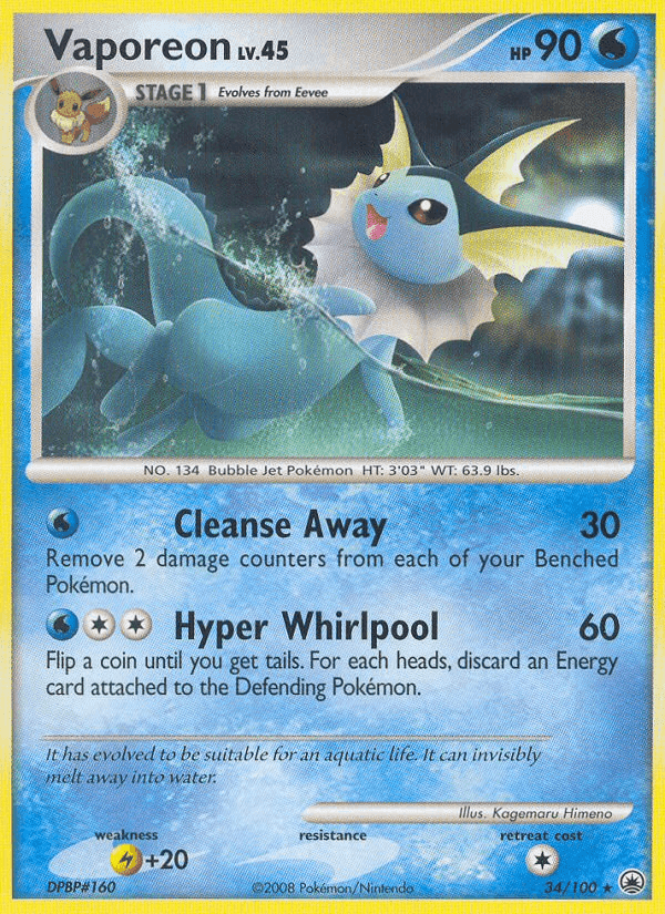 Vaporeon, carta 34 di Alba Suprema