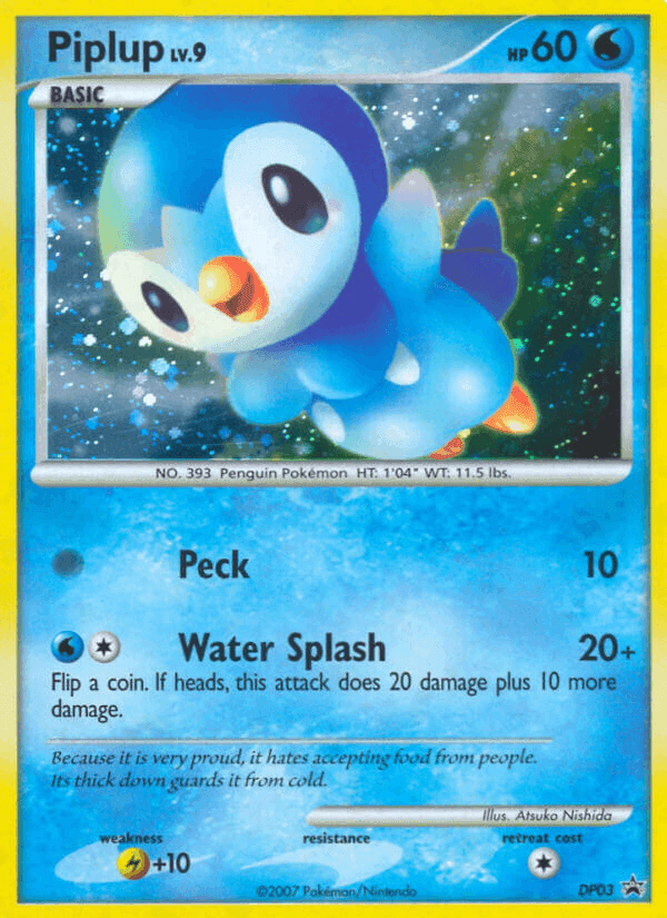 Piplup, card DP03 from DP Black Star Promos