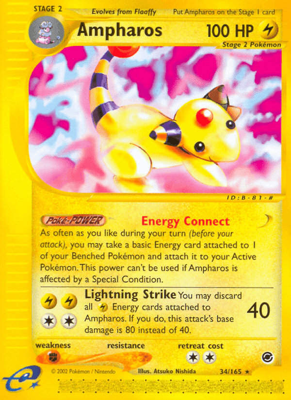 Ampharos, card 34 from Expedition Base Set