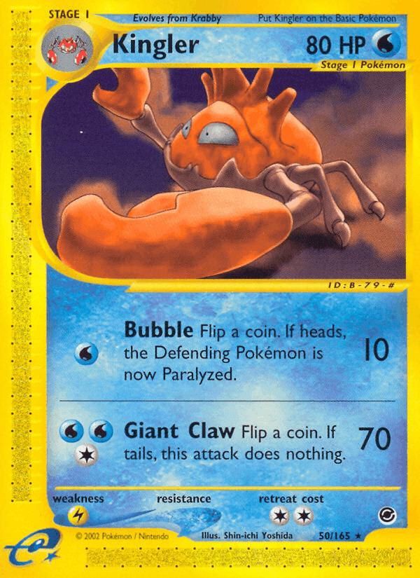 Kingler, card 50 from Expedition Base Set