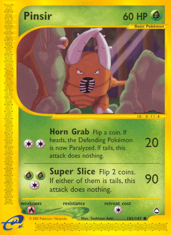 Pinsir, card 101 from Aquapolis