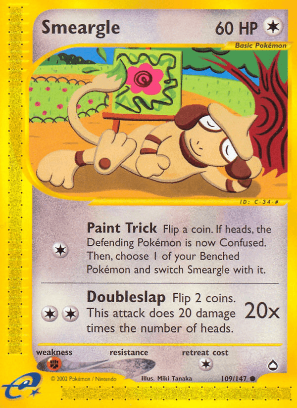 Smeargle, carta 109 de Aquapolis