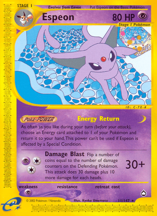 Espeon, carta 11 di Aquapolis