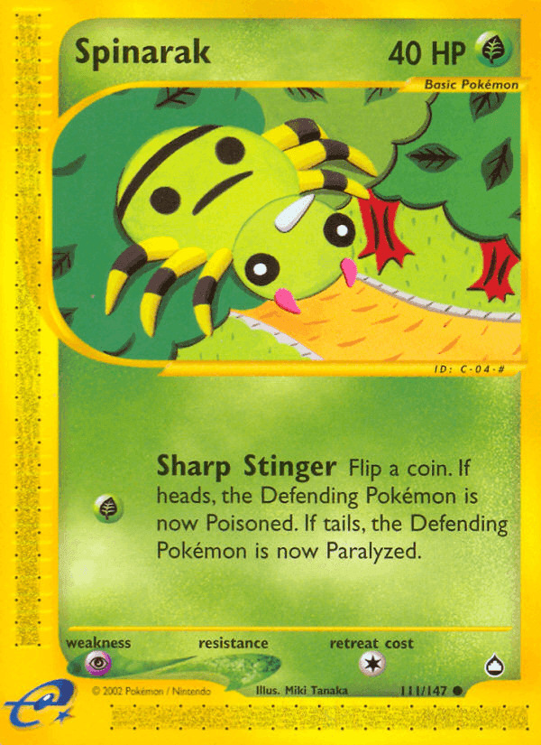 Spinarak, card 111 from Aquapolis