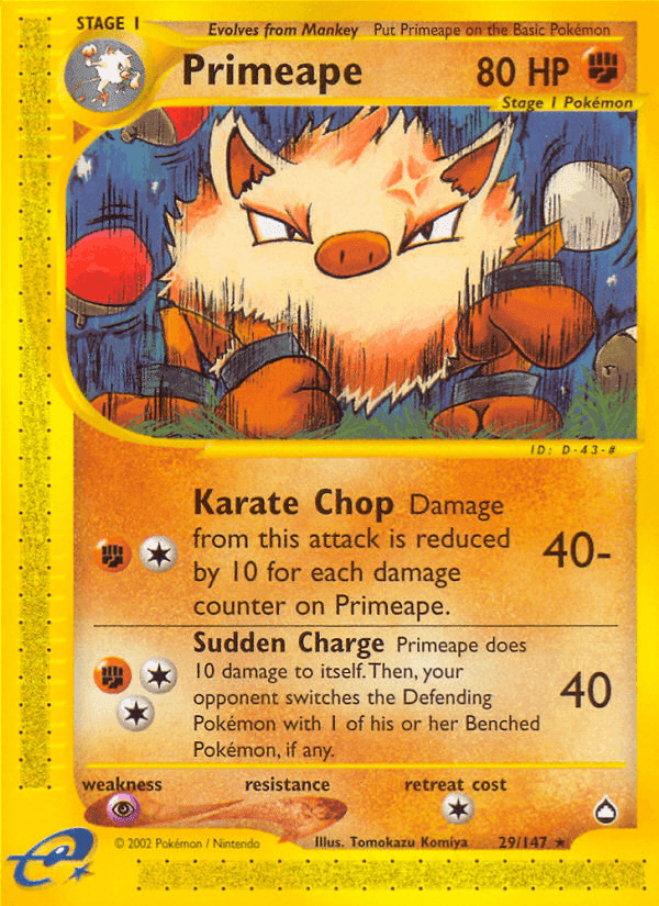 Primeape, carta 29 di Aquapolis