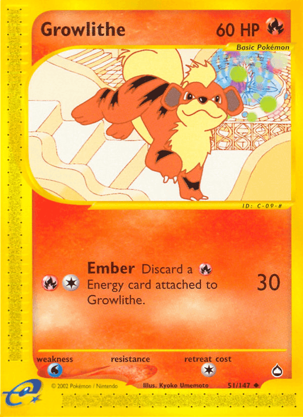 Growlithe, carta 51 di Aquapolis