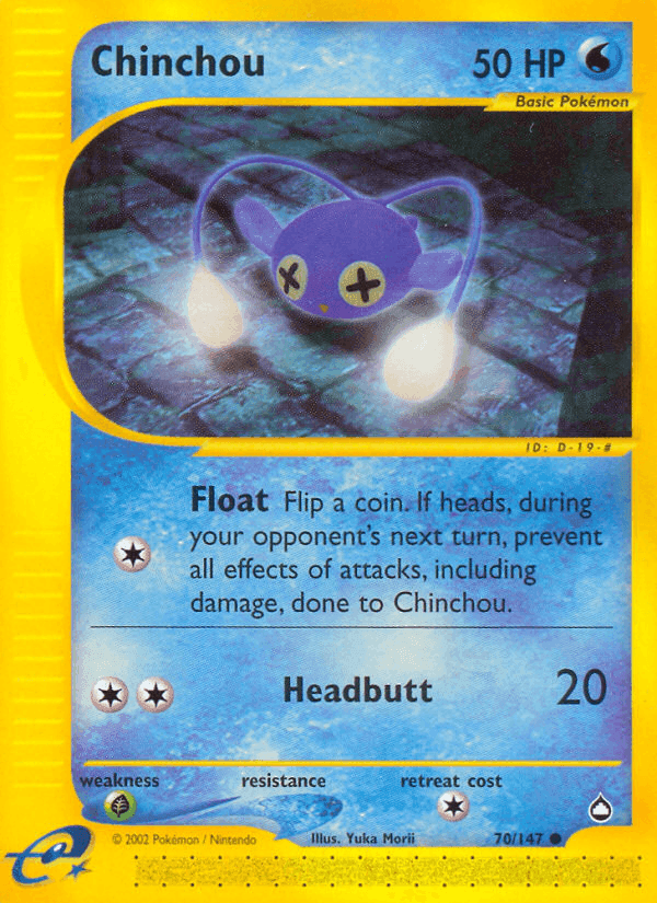 Chinchou, card 70 from Aquapolis