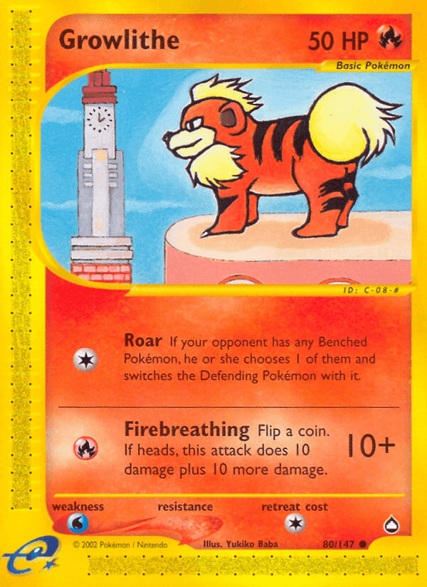 Growlithe, carta 80 de Aquapolis