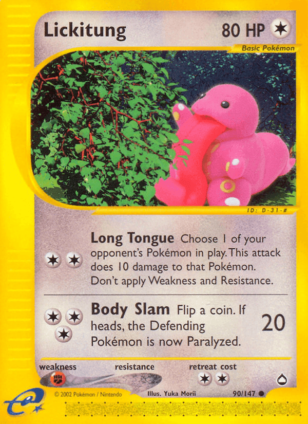 Lickitung, card 90 from Aquapolis