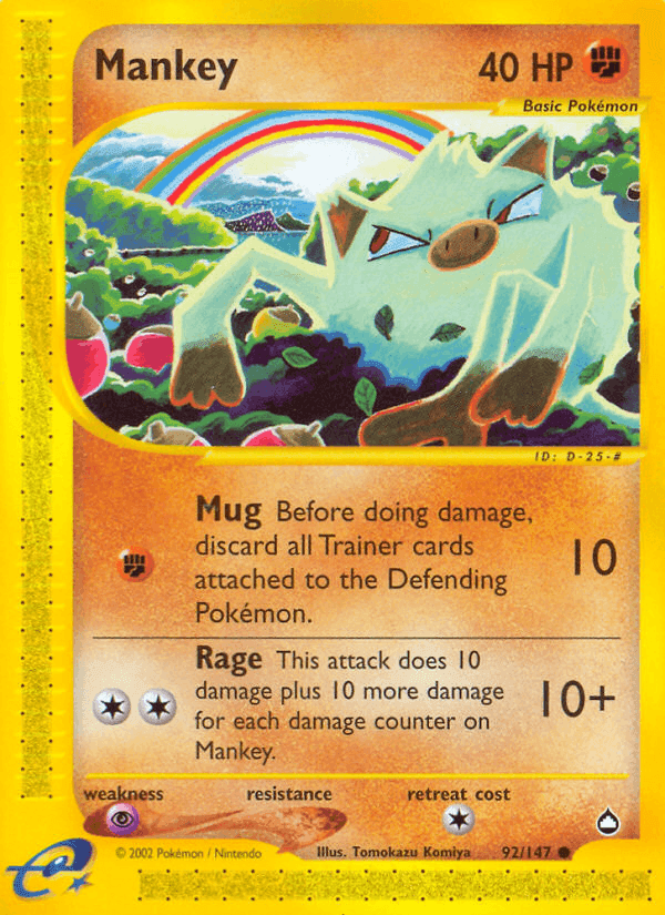 Mankey, card 92 from Aquapolis