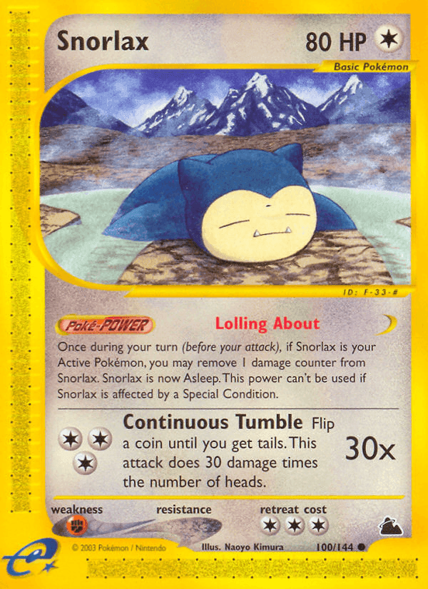 Snorlax, card 100 from Skyridge