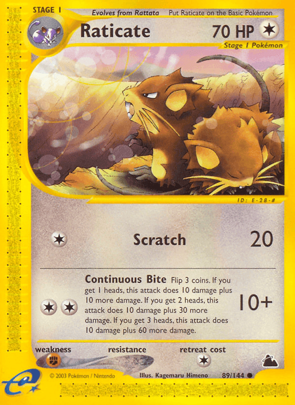 Raticate, card 89 from Skyridge