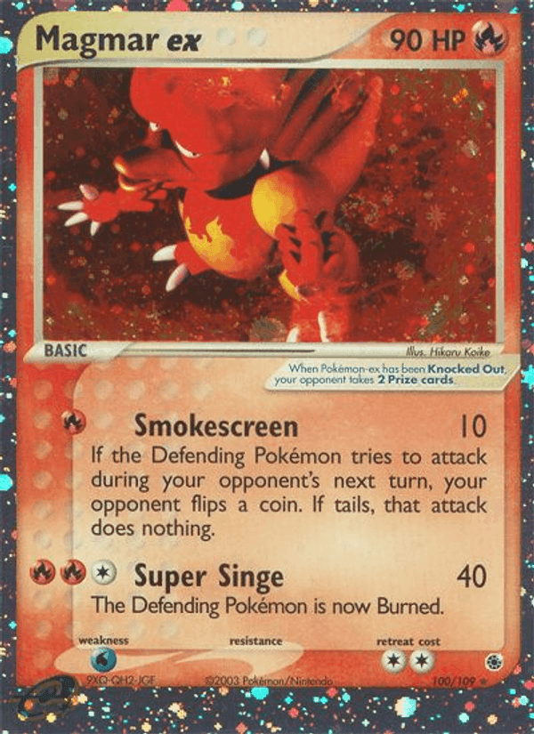 Magmar ex, carta 100 de EX Rubi e Safira