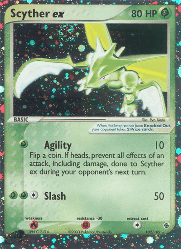 Scyther ex, card 102 from Ruby & Sapphire
