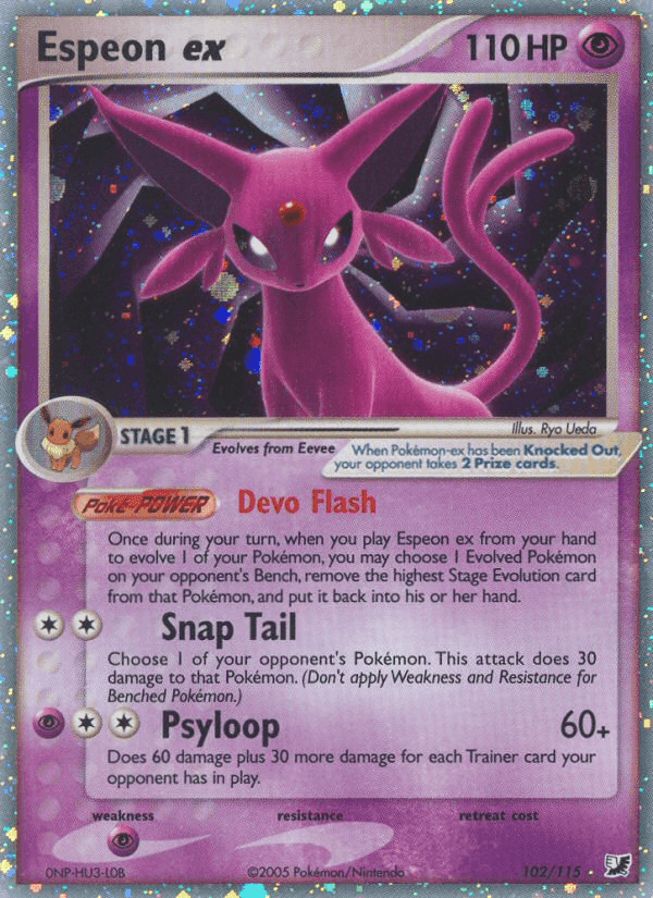 Espeon ex, card 102 from Unseen Forces