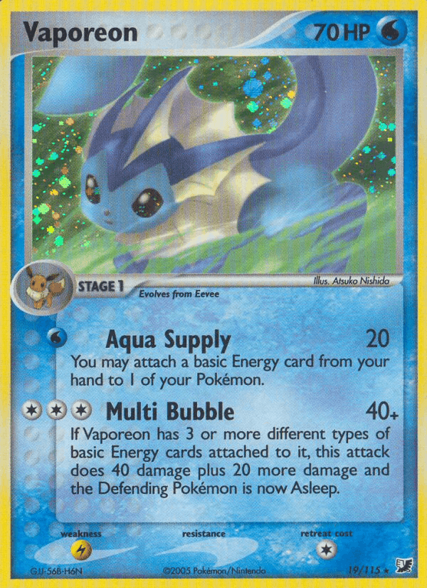 Vaporeon, carta 19 de EX Fuerzas Ocultas