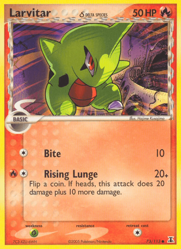 Larvitar δ, card 73 from Delta Species