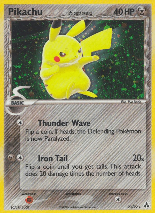 Pikachu δ, card 93 from Legend Maker