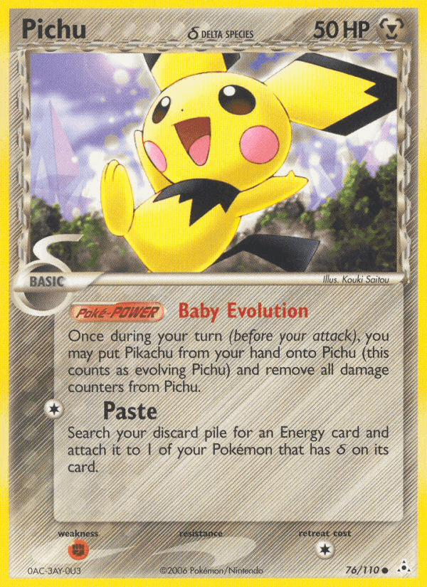 Pichu δ, card 76 from Holon Phantoms