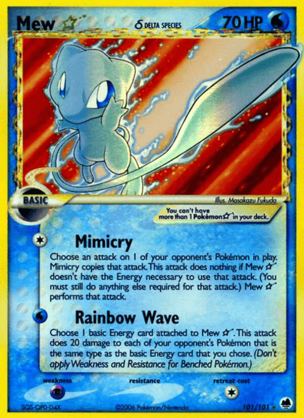 Mew ☆ δ, card 101 from Dragon Frontiers