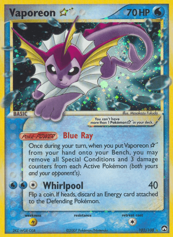 Vaporeon ☆, carta 102 de Power Keepers