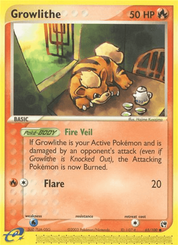 Growlithe, card 65 from Sandstorm