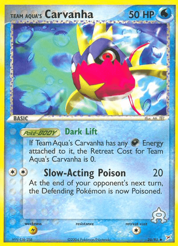 Team Aqua's Carvanha, carta 25 di EX Team Magma vs Team Idro