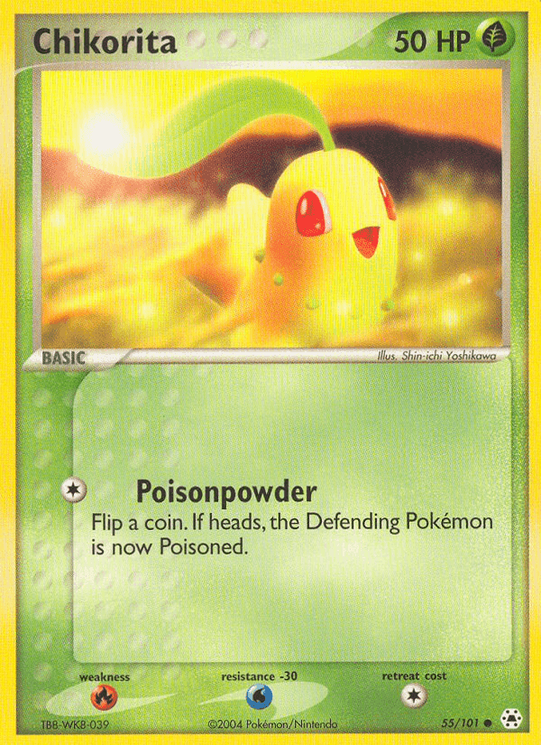 Chikorita, carta 55 di EX Leggende Nascoste