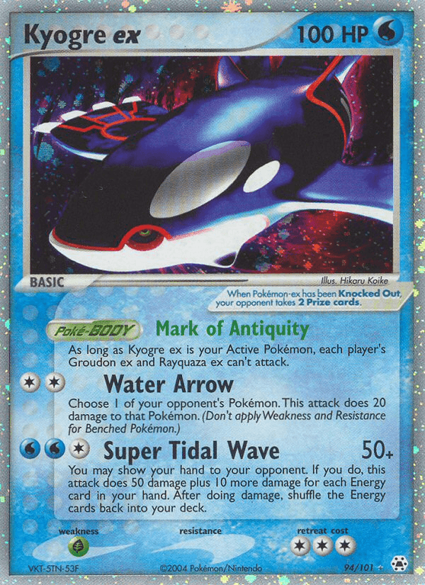 Kyogre ex, carta 94 di EX Leggende Nascoste