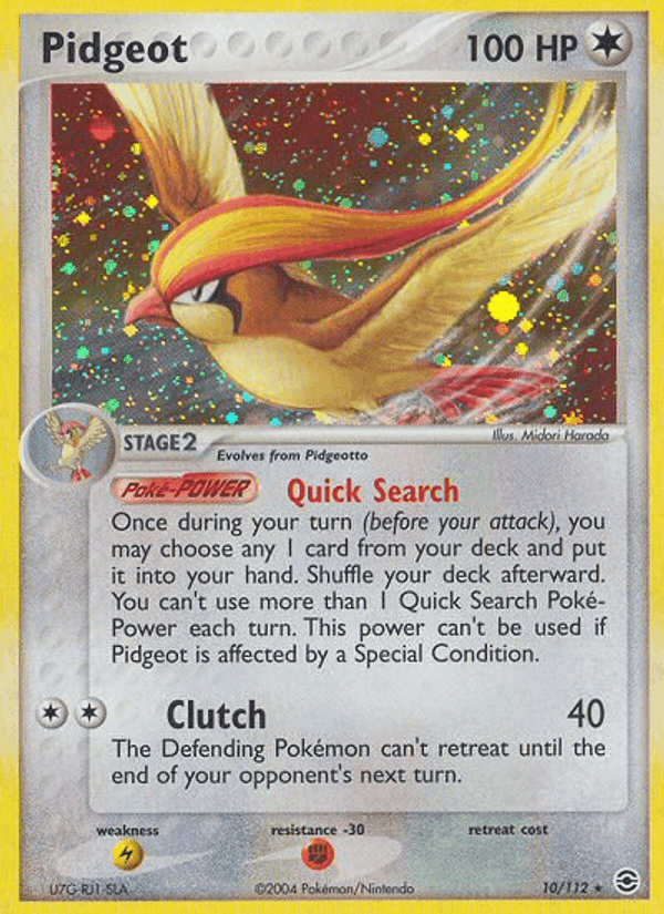 Pidgeot, carta 10 di EX RossoFuoco e VerdeFoglia