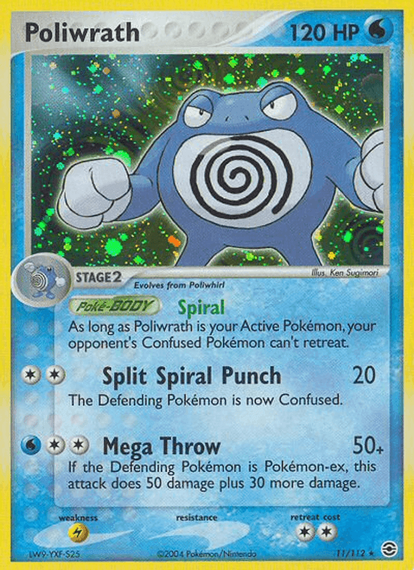 Poliwrath, carta 11 di EX RossoFuoco e VerdeFoglia