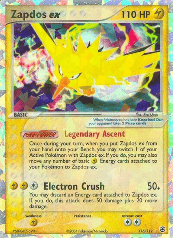 Zapdos ex, card 116 from FireRed & LeafGreen