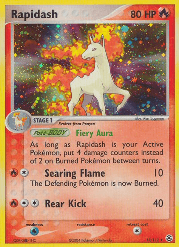 Rapidash, carta 13 di EX RossoFuoco e VerdeFoglia