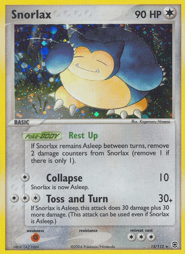Snorlax, carta 15 di EX RossoFuoco e VerdeFoglia