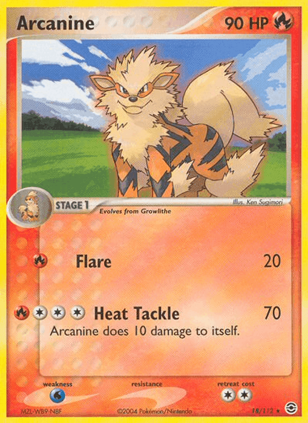 Arcanine, carta 18 di EX RossoFuoco e VerdeFoglia